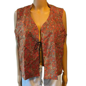 Lion 2017 Vest Women’s M Paisley Lightweight Comfort Tie Front Cottagecore Y2K